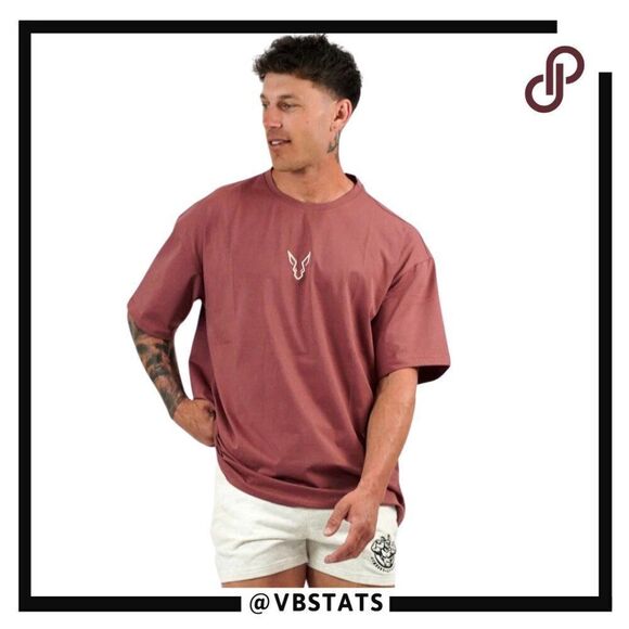 Gymroos Erupt Oversized Tee - Burgundy in Size Small - Picture 6 of 12